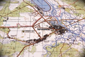 Военная карта Чернобыльской зоны с объектами